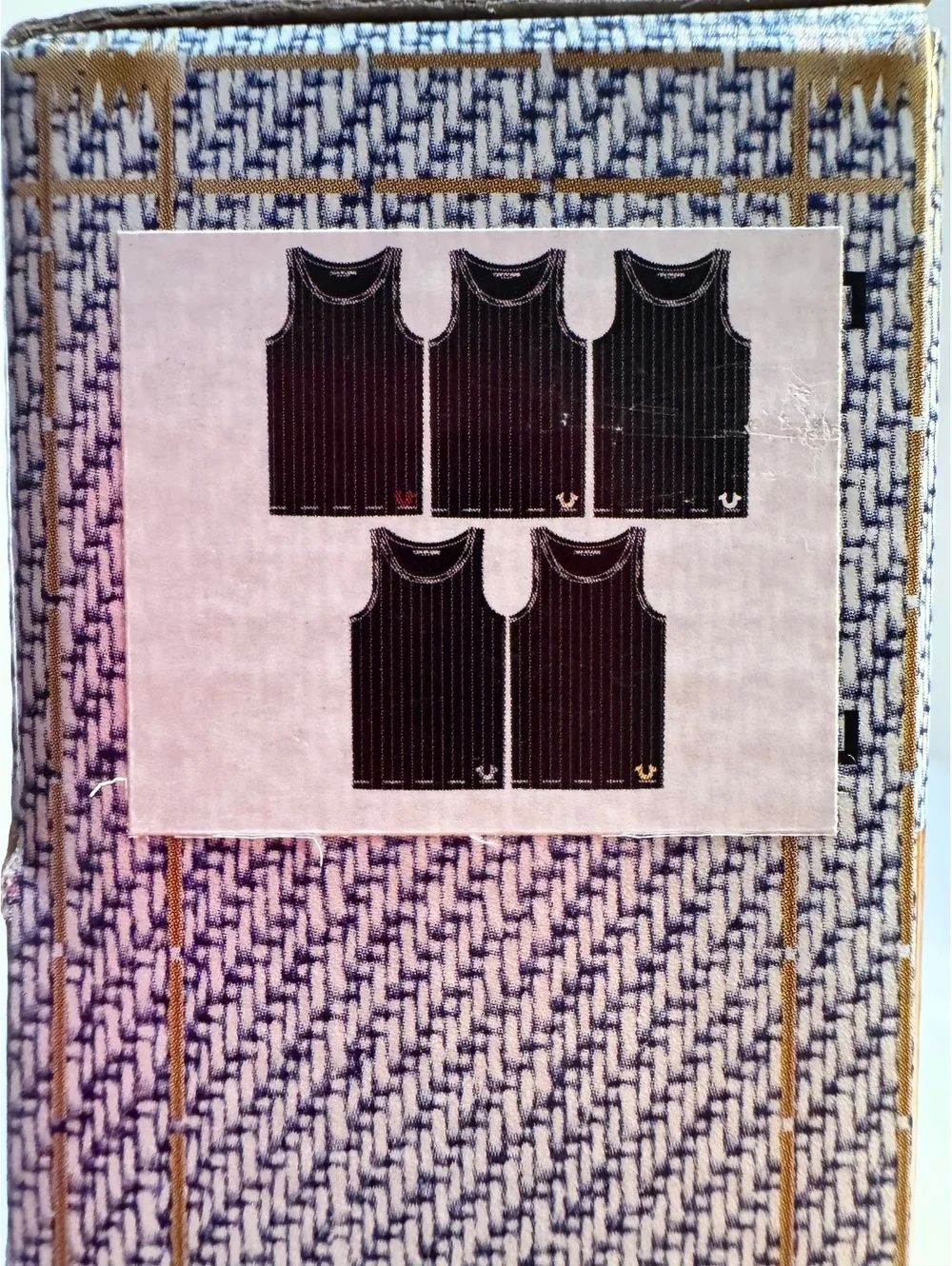 True Religion Men's Premium Cotton 5-Pk Black Tanks w/ Logo Size L 36-38